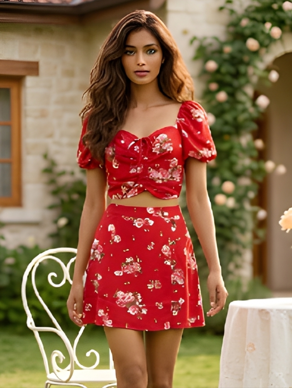 BOG Collective Two Piece Dress Floral Size Small